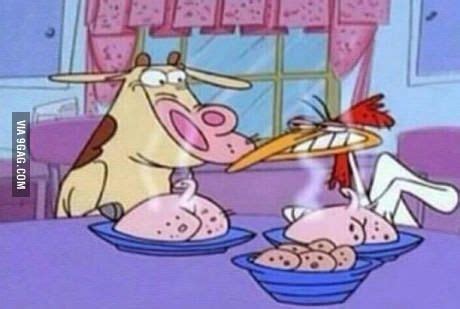 cow and chicken eating booty|cow and chicken heart butts.